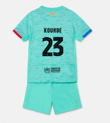 Lacne Dětský Futbalové dres Barcelona Jules Kounde #23 2023-24 Krátky Rukáv - Tretina (+ trenírky)